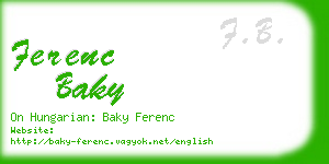 ferenc baky business card